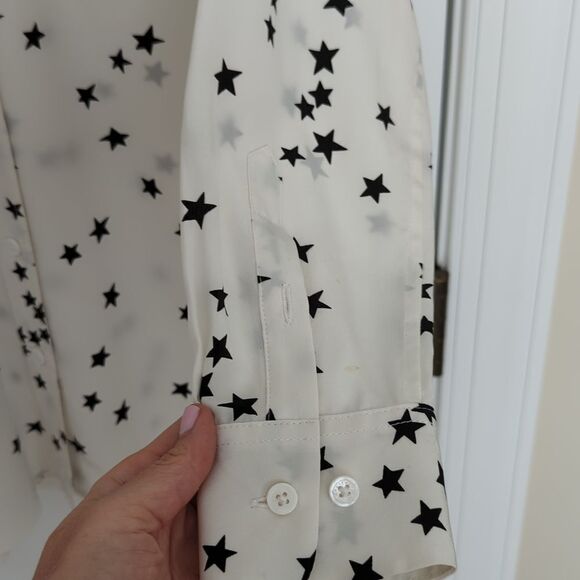 EQUIPMENT Slim Signature Star Silk Shirt White Top Small - Picture 13 of 15
